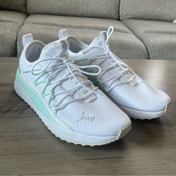 Puma Women’s SoftFoam Plus Sneakers White and Mint Green - Picture 1 of 7